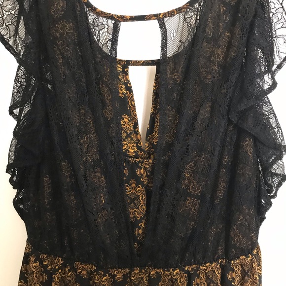 Anthropologie Black and Gold with Lace Back Dress - Picture 6 of 7